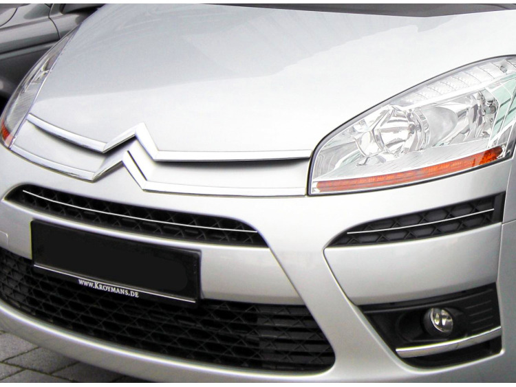 Baguette de calandre sup&eacute;rieure chrom&eacute;e compatible Citro&euml;n C4 Picasso (07-12)