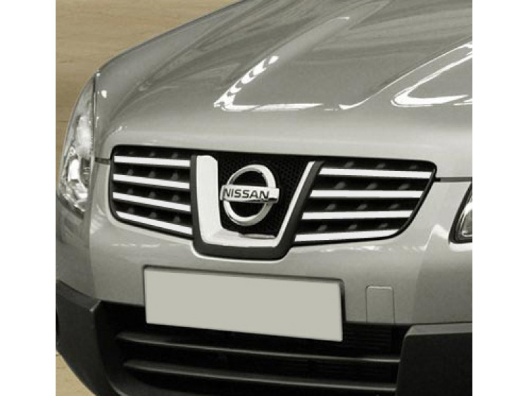 Baguette de calandre sup&eacute;rieure chrom&eacute;e compatible Nissan Qashqai +2 08-10/+2 phase 2 10-14/+2 phase